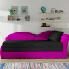 Wohnen Sofas<Klappbare Recamiere in Magenta und Schwarz - Karneola