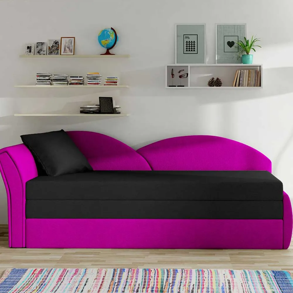Wohnen Sofas<Klappbare Recamiere in Magenta und Schwarz - Karneola