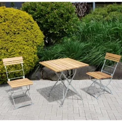 Wohnen Sitzgruppe<Klappbare Tischgruppe aus Holz - Coralla (dreiteilig)