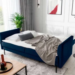 Wohnen Sofas<Klappcouch in Dunkelblau Samt - Saturn