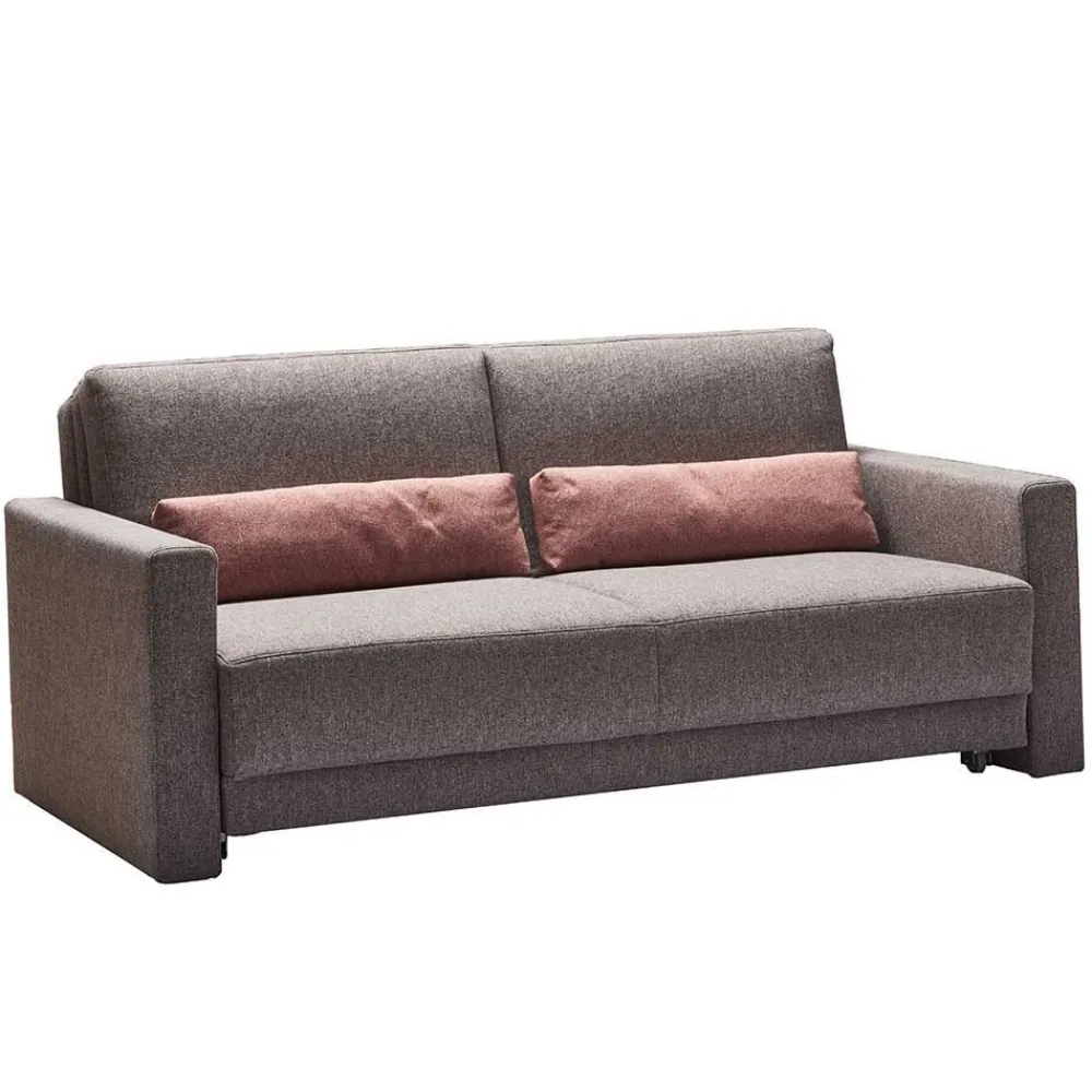 Wohnen Betten|Sofas<Klappcouch in Grau mit geteilter Rückenlehne Zentra & Kissen Rosa
