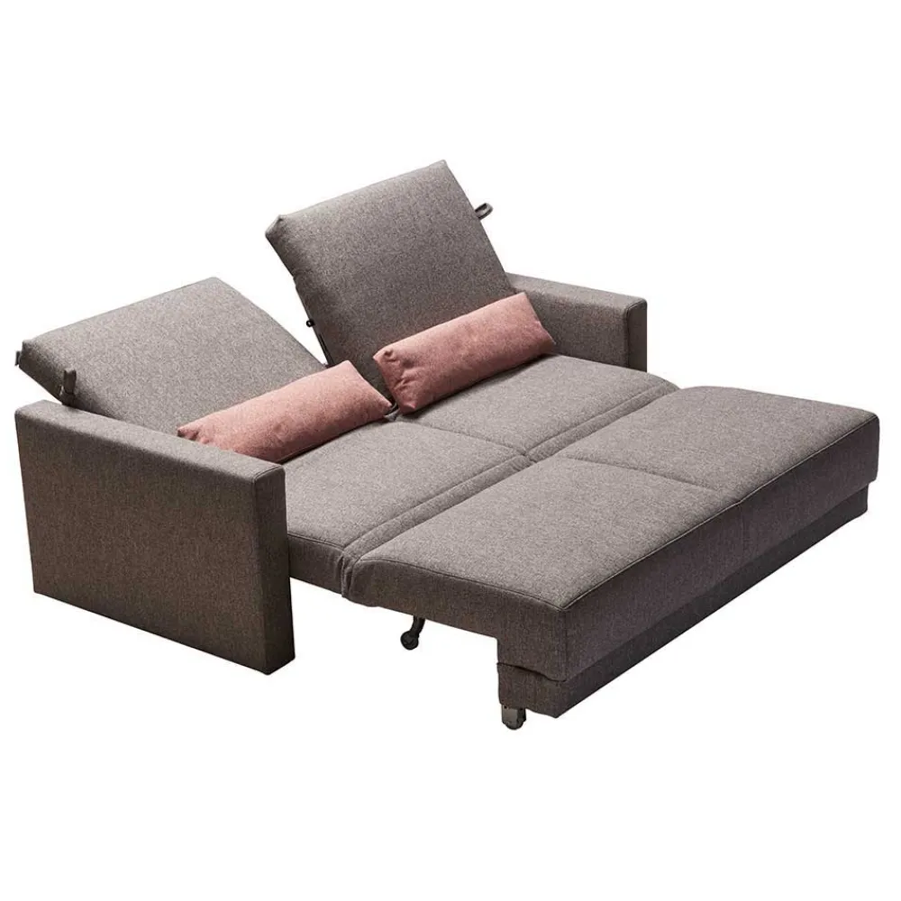 Wohnen Betten|Sofas<Klappcouch in Grau mit geteilter Rückenlehne Zentra & Kissen Rosa