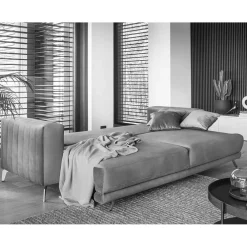 Wohnen Betten|Sofas<Klappcouch in Hellgrau Chenille - Jakery