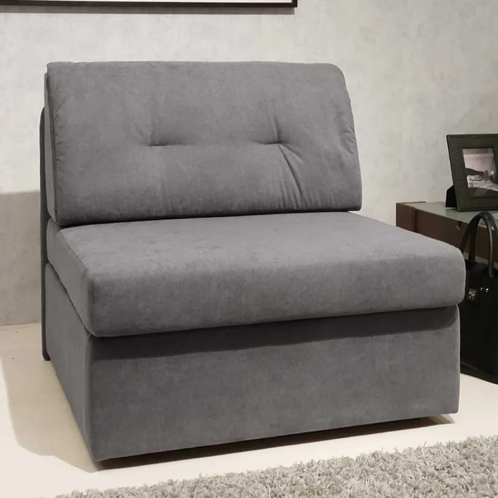 Wohnen Sofas<Klappsessel in Silber Grau Webstoff - Belania