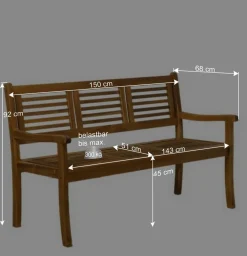Wohnen Sitzbank<Klassische Gartenbank aus Akazie Massivholz - Detroit