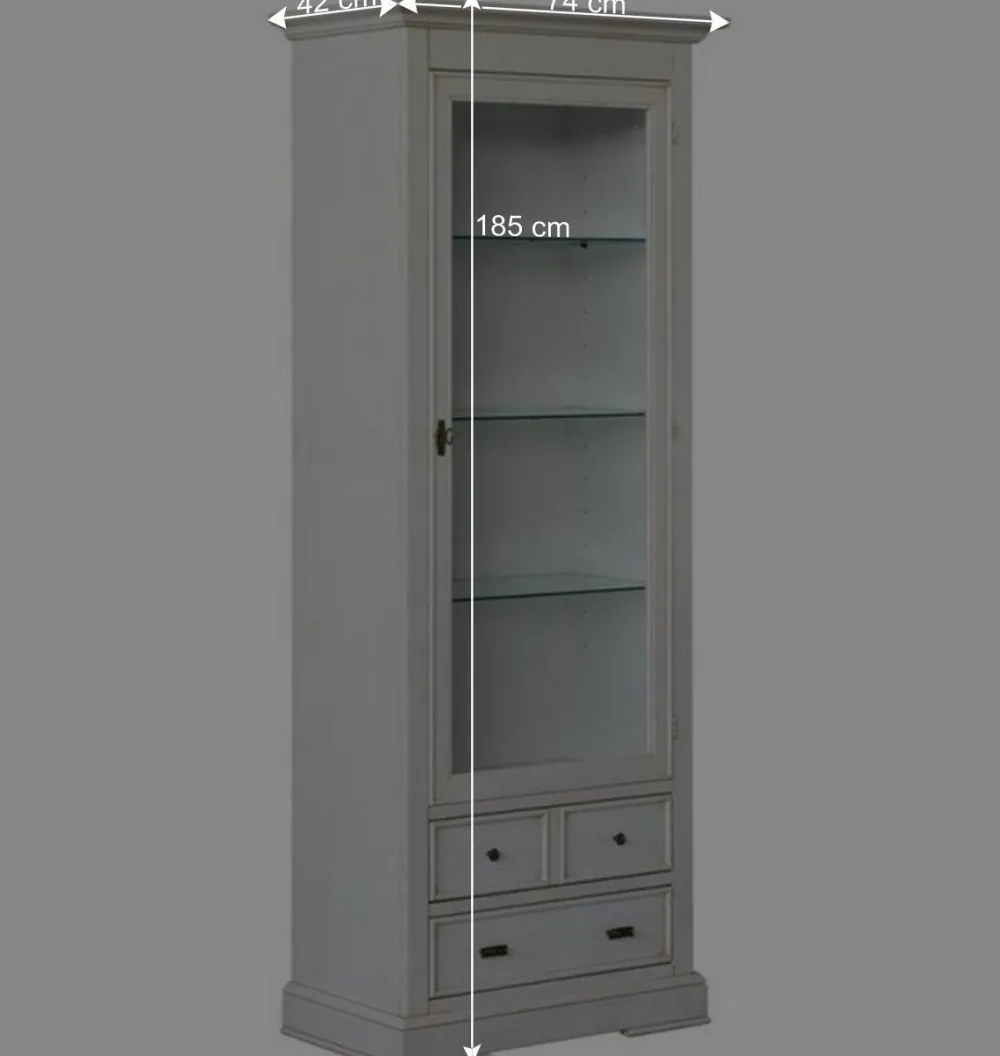 Wohnen Vitrinen<Klassische Vitrine in Antikweiß mit LED Licht - Annot