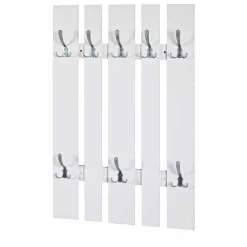 Wohnen Garderoben<Klassisches Garderobenpaneel in Weiß 65cm breit Vaipuran mit 8 Metallhaken