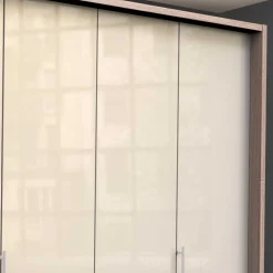 Wohnen Kleiderschränke|Schränke<Kleiderschrank 200cm breit in Creme Glas - Rativian