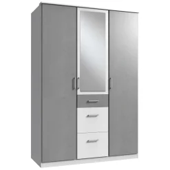 Wohnen Kleiderschränke|Schränke<Kleiderschrank in Betonoptik Lichtgrau & Weiß - Karimos