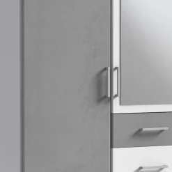 Wohnen Kleiderschränke|Schränke<Kleiderschrank in Betonoptik Lichtgrau & Weiß - Karimos