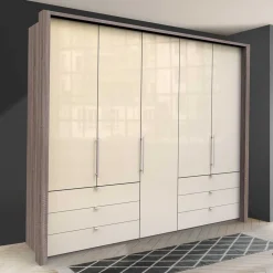 Wohnen Kleiderschränke<Kleiderschrank in Creme Glasbeschichtung - Porecca