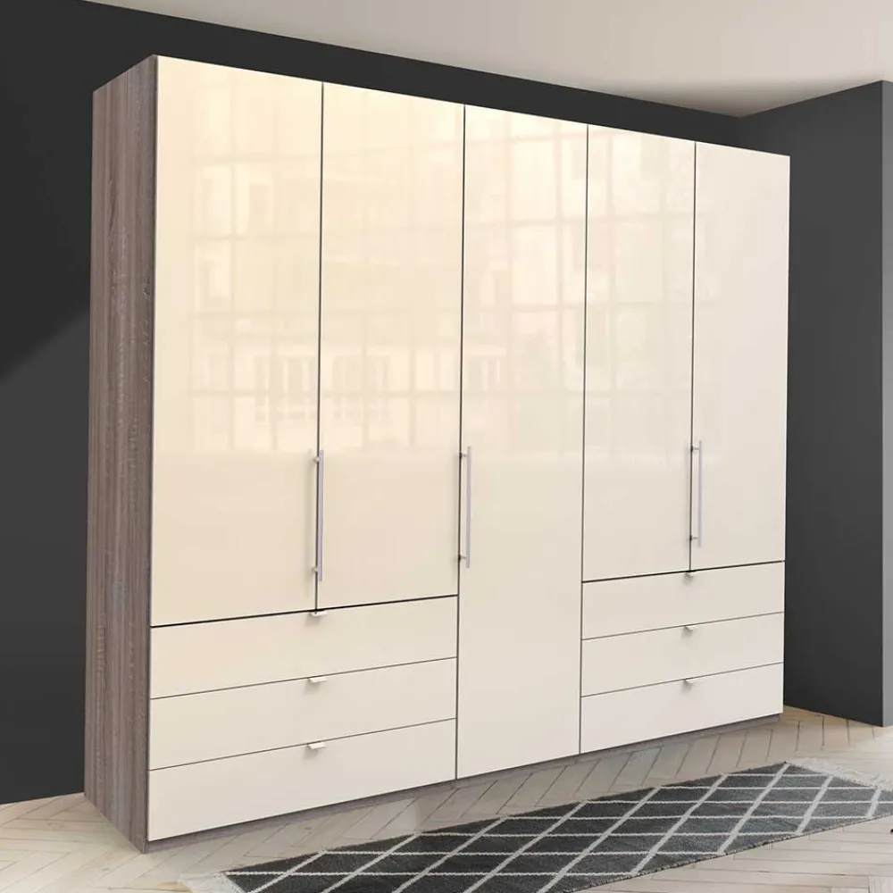 Wohnen Kleiderschränke<Kleiderschrank in Creme Glasbeschichtung - Porecca