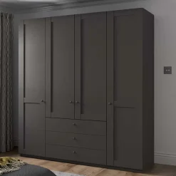 Wohnen Kleiderschränke<Kleiderschrank in Dunkelgrau 4-türig - Mataram