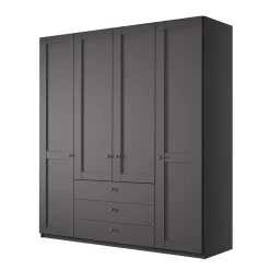 Wohnen Kleiderschränke<Kleiderschrank in Dunkelgrau 4-türig - Mataram