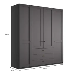 Wohnen Kleiderschränke<Kleiderschrank in Dunkelgrau 4-türig - Mataram