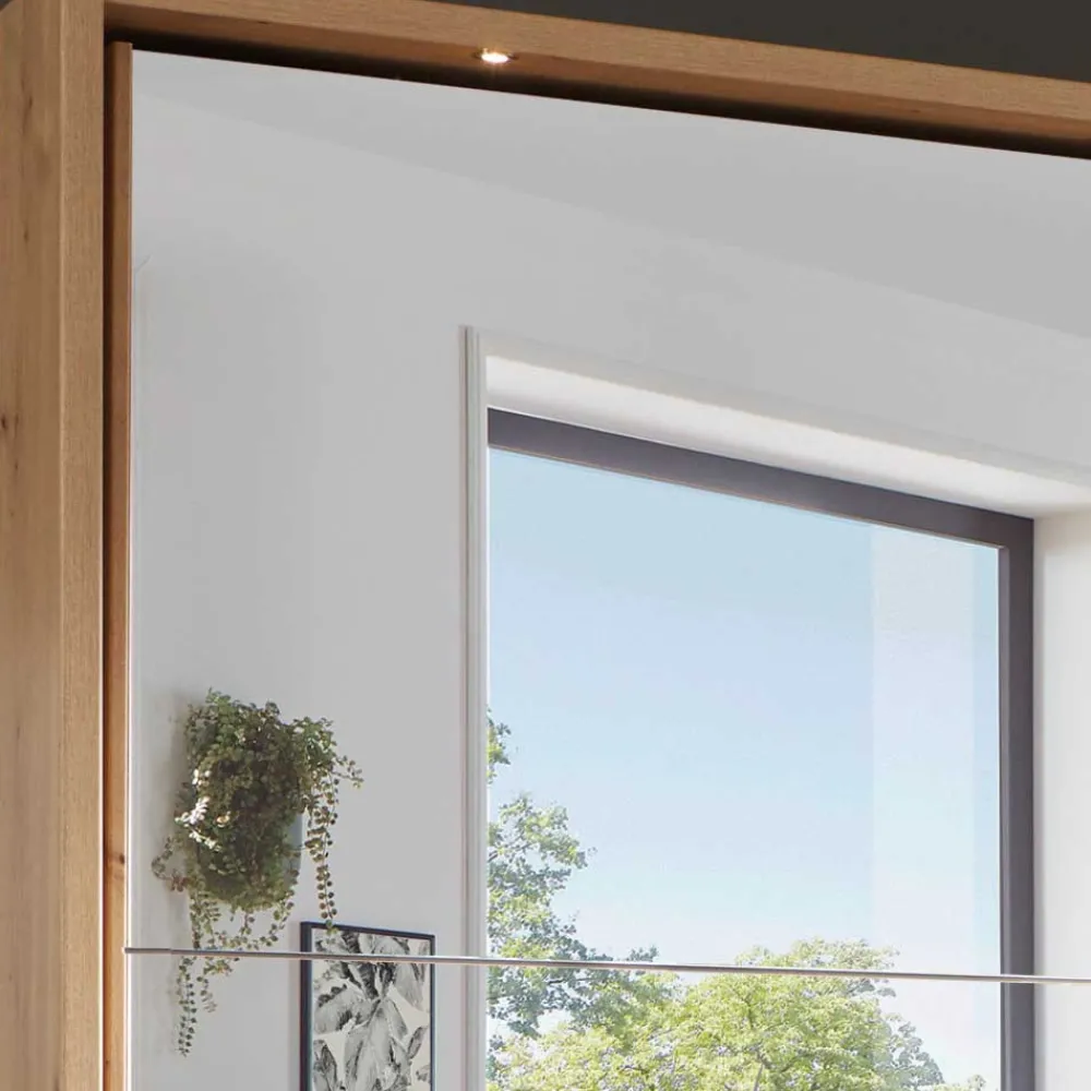 Wohnen Kleiderschränke<Kleiderschrank in Eiche Bianco & Spiegel - Paniola