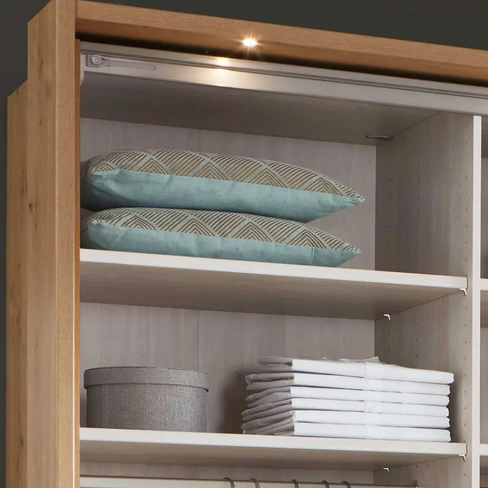Wohnen Kleiderschränke<Kleiderschrank in Eiche Bianco & Spiegel - Paniola