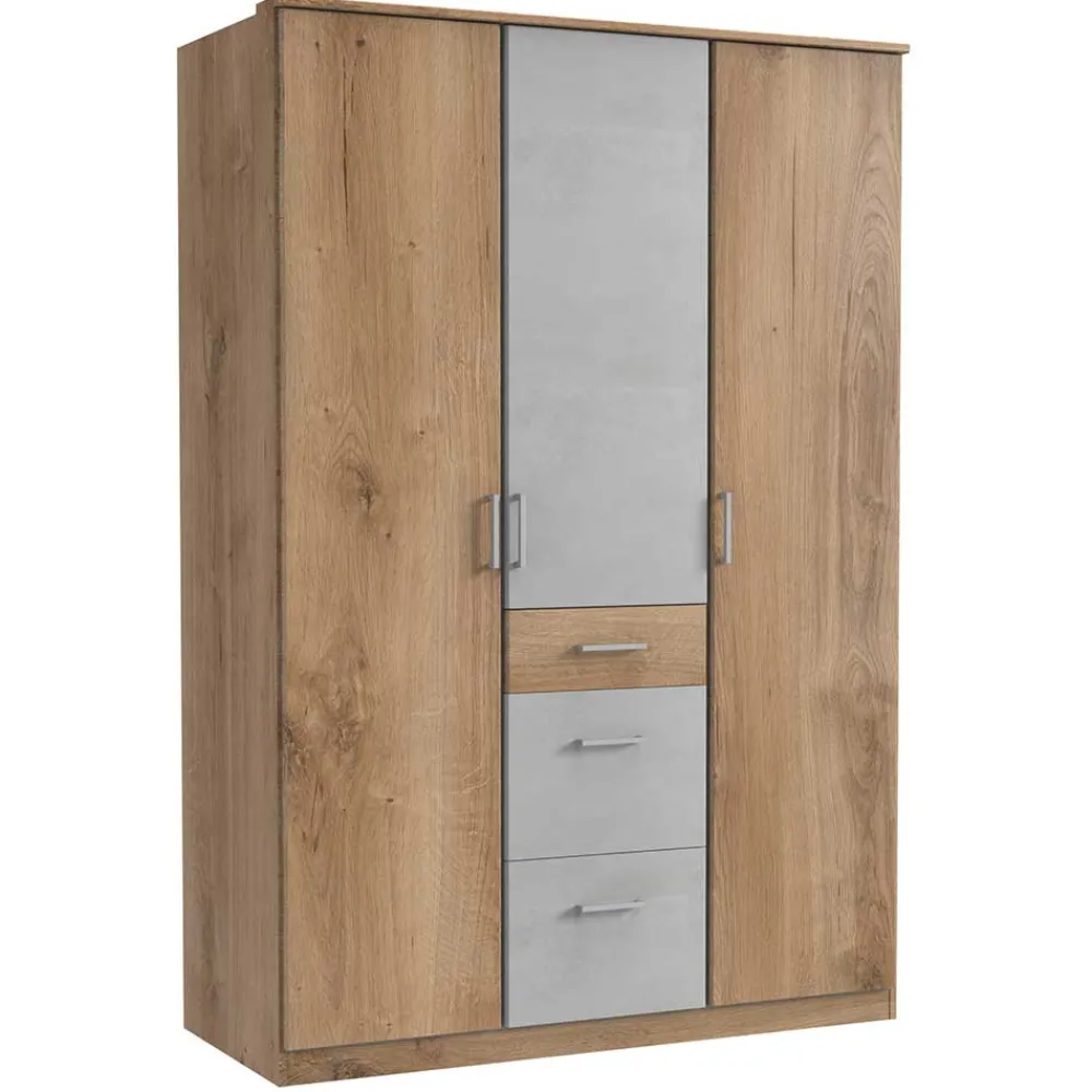 Wohnen Kleiderschränke|Schränke<Kleiderschrank in Plankeneiche & Lichtgrau - Anca
