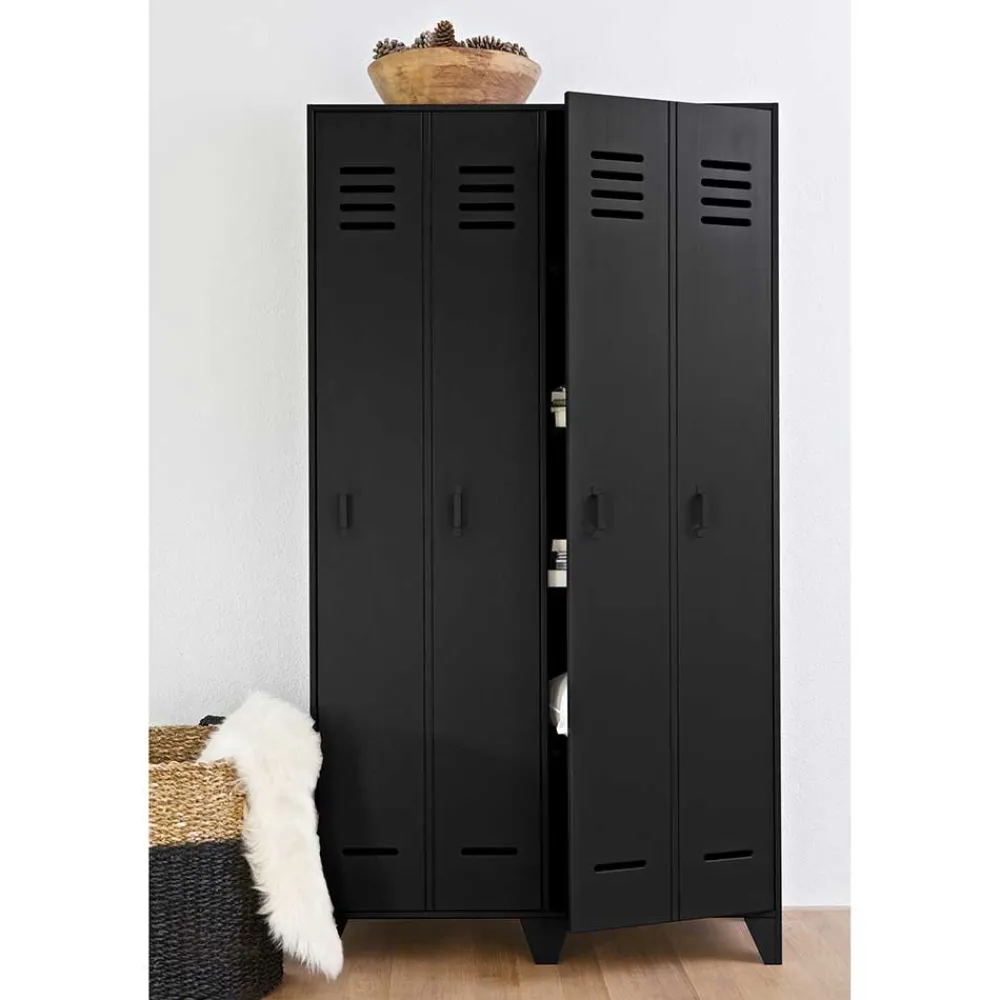 Wohnen Kleiderschränke|Schränke<Kleiderschrank in Spind Optik aus Holz und Holzwerkstoff - Tivegos