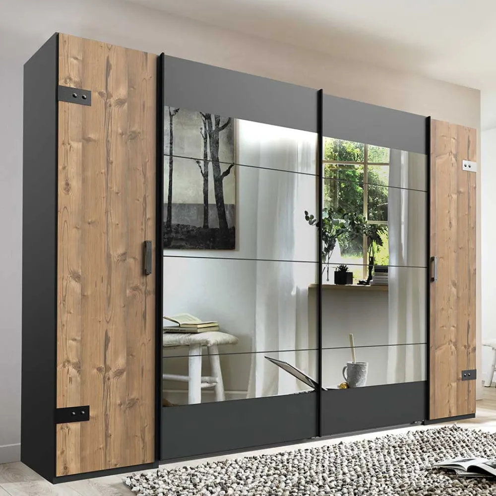 Wohnen Kleiderschränke<Kleiderschrank in Tanne Dekor & Grau - Ardila