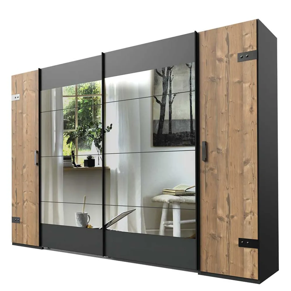 Wohnen Kleiderschränke<Kleiderschrank in Tanne Dekor & Grau - Ardila
