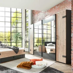 Wohnen Kleiderschränke<Kleiderschrank in Tanne Dekor & Grau - Ardila