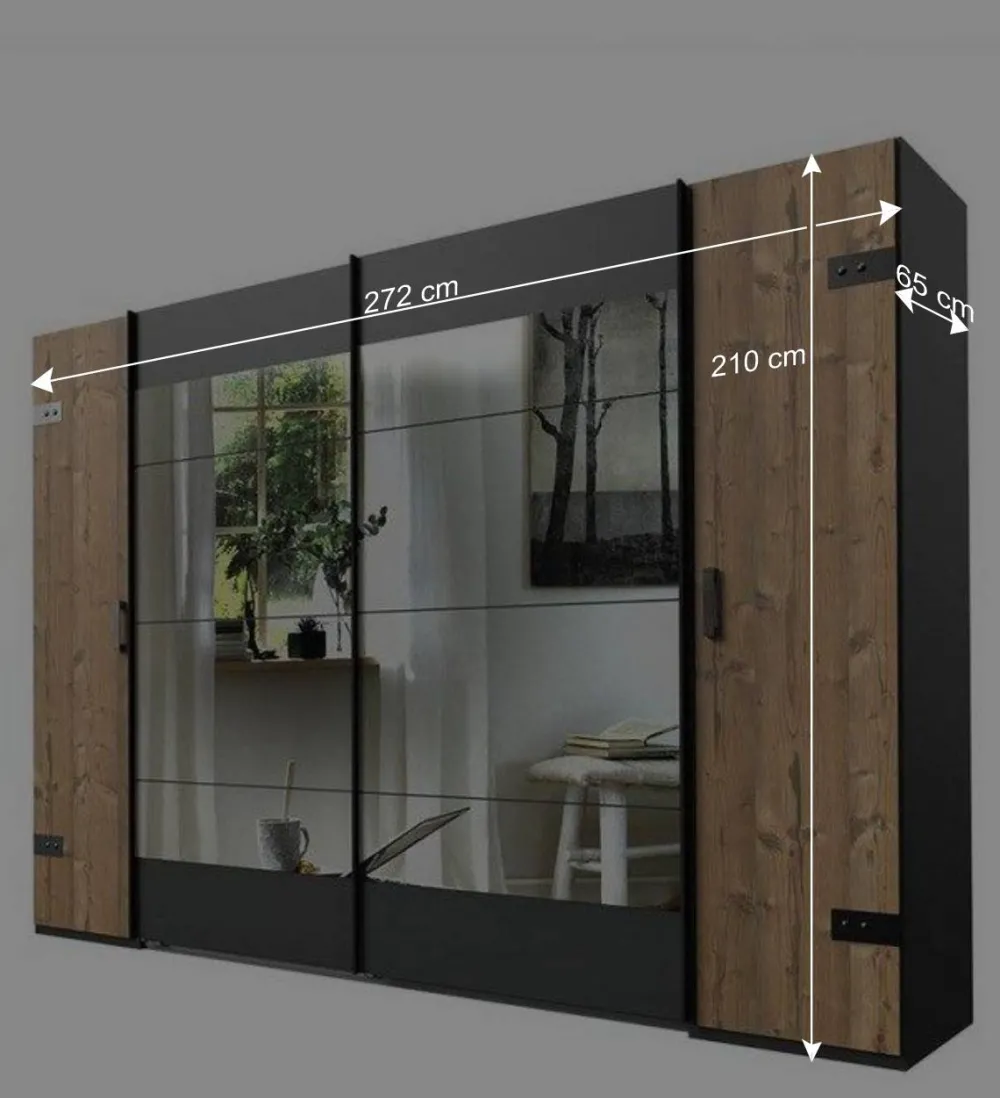 Wohnen Kleiderschränke<Kleiderschrank in Tanne Dekor & Grau - Ardila