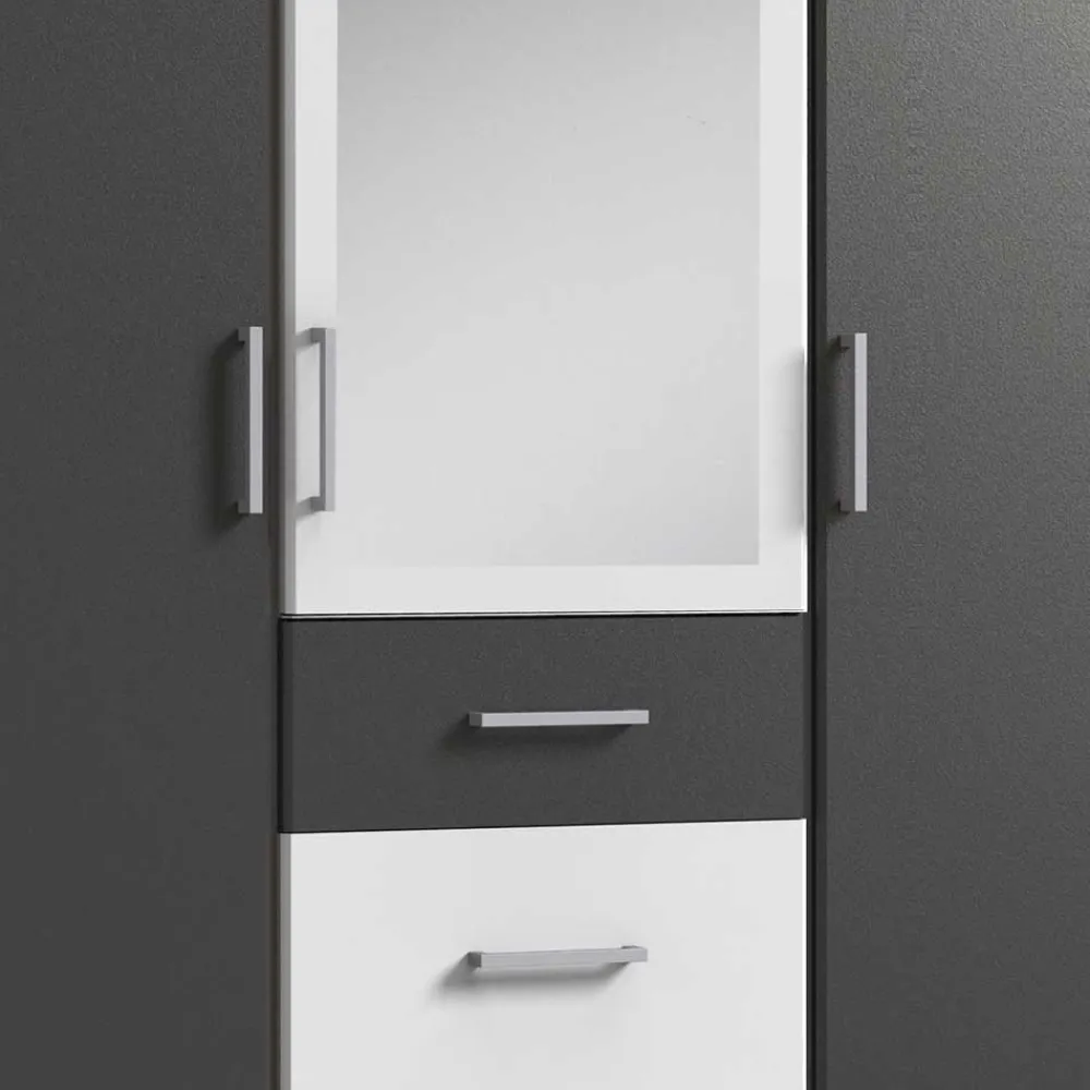 Wohnen Kleiderschränke|Schränke<Kleiderschrank in Weiß & Dunkelgrau - Vanila I