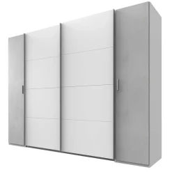 Wohnen Kleiderschränke|Schränke<Kleiderschrank in Weiß & Lichtgrau Beton Optik - Viganno