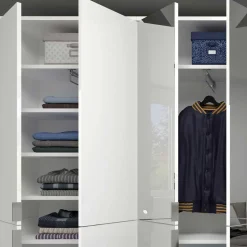 Wohnen Kleiderschränke<Kleiderschrank in Weiß HG & Spiegel - Ejulia (zweiteilig)