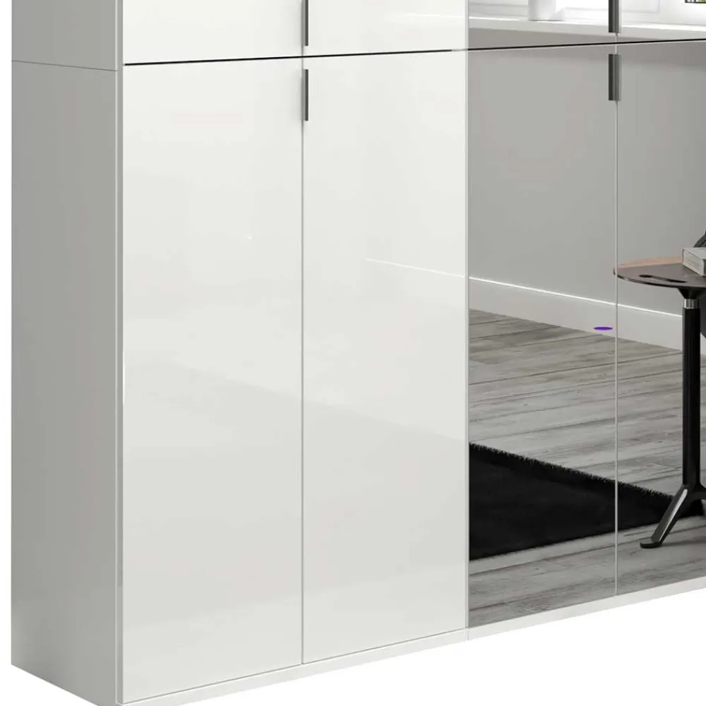 Wohnen Kleiderschränke<Kleiderschrank in Weiß HG & Spiegel - Ejulia (zweiteilig)