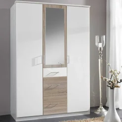 Wohnen Kleiderschränke<Kleiderschrank in Weiß mit Eiche Sägerau NB - Magdelan