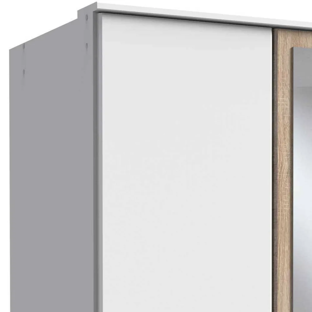 Wohnen Kleiderschränke<Kleiderschrank in Weiß mit Eiche Sägerau NB - Magdelan