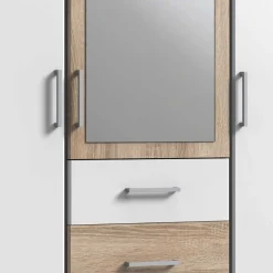 Wohnen Kleiderschränke<Kleiderschrank in Weiß mit Eiche Sägerau NB - Magdelan