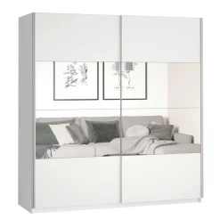 Wohnen Schränke|Kleiderschränke<Kleiderschrank mit 2 Schwebetüren in Weiß - Juleste