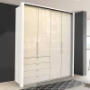 Wohnen Kleiderschränke<Kleiderschrank mit Falttüren in Cremefarben Glas Front - Zidarie