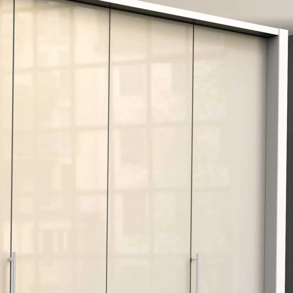 Wohnen Kleiderschränke<Kleiderschrank mit Falttüren in Cremefarben Glas Front - Zidarie