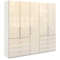 Wohnen Kleiderschränke|Schränke<Kleiderschrank mit Glasfront in Cremefarben - Zidarie