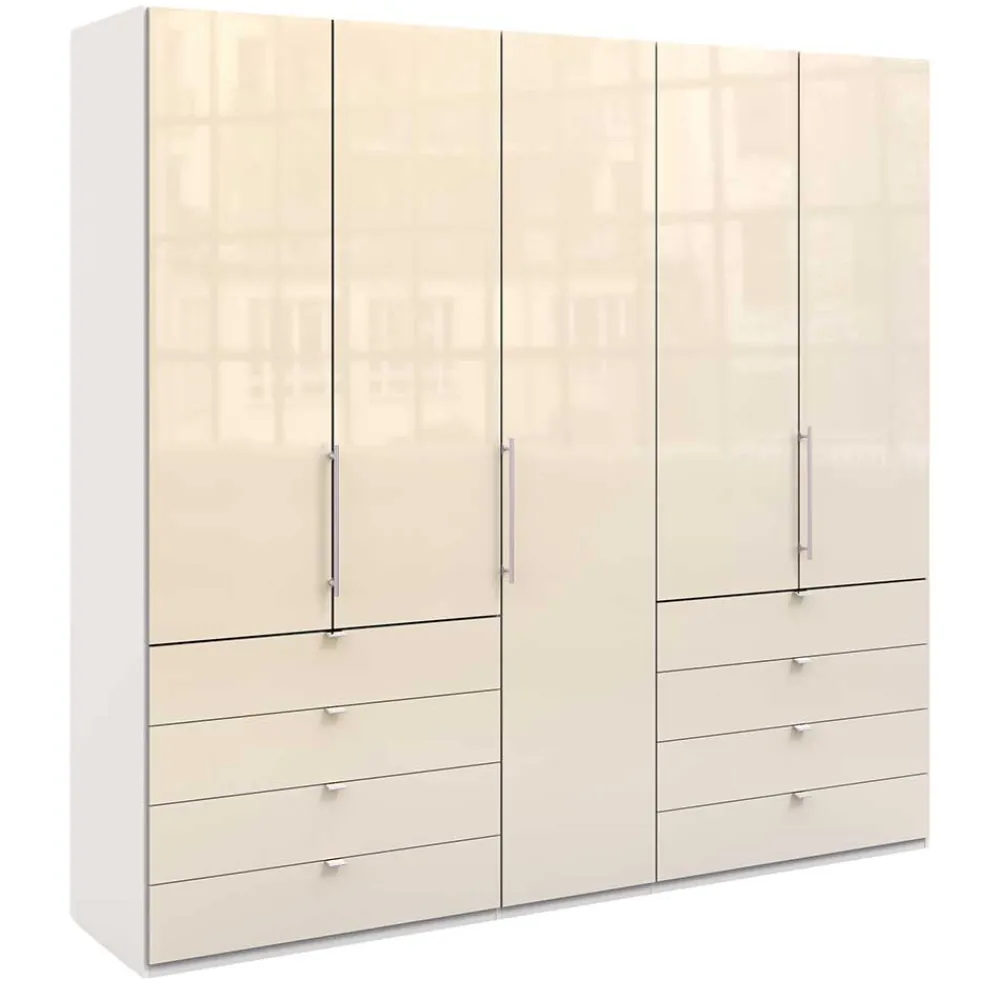 Wohnen Kleiderschränke|Schränke<Kleiderschrank mit Glasfront in Cremefarben - Zidarie