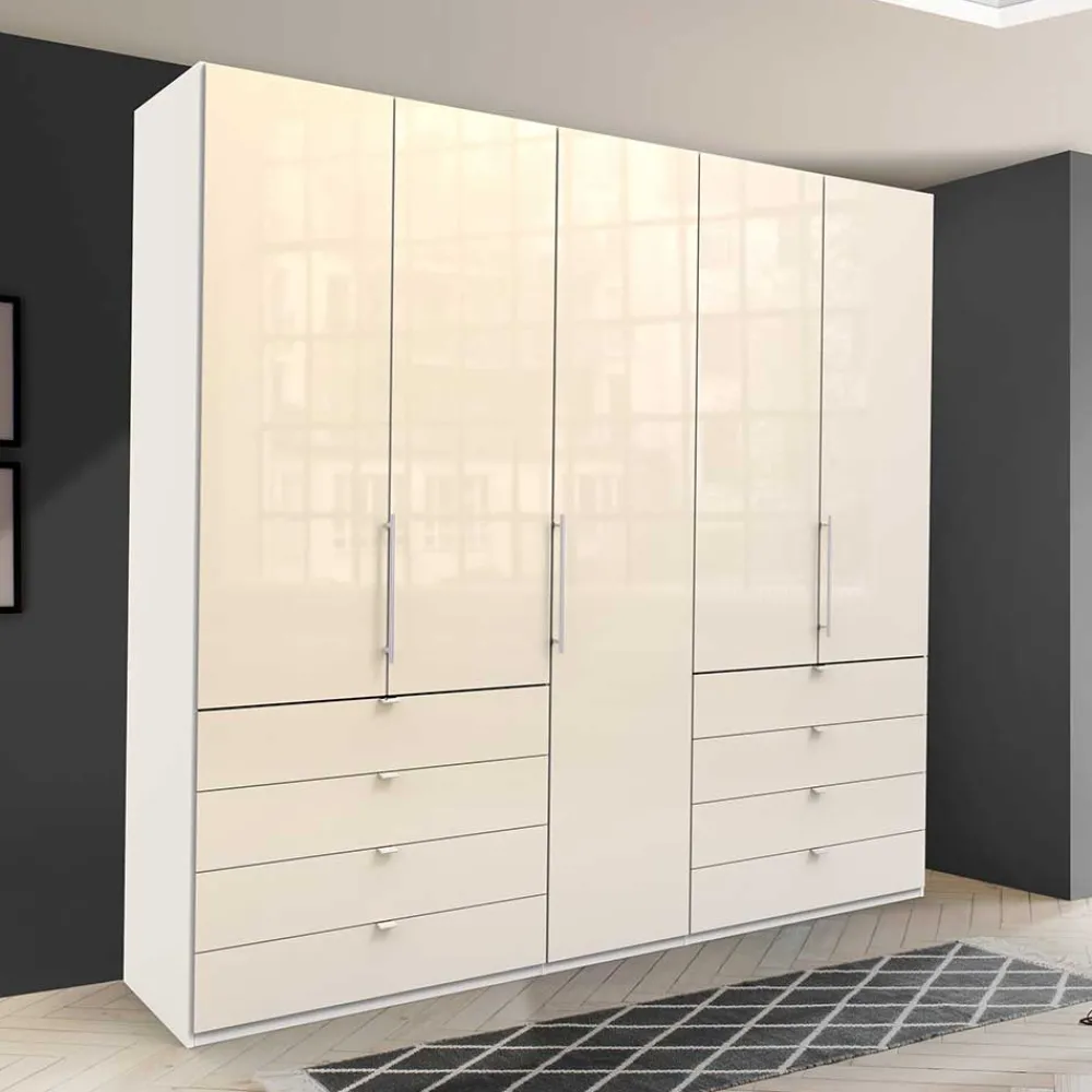 Wohnen Kleiderschränke|Schränke<Kleiderschrank mit Glasfront in Cremefarben - Zidarie