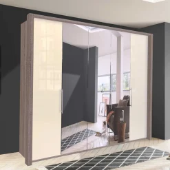 Wohnen Kleiderschränke<Kleiderschrank mit Glasfront - Spiegel & Creme - Bernau