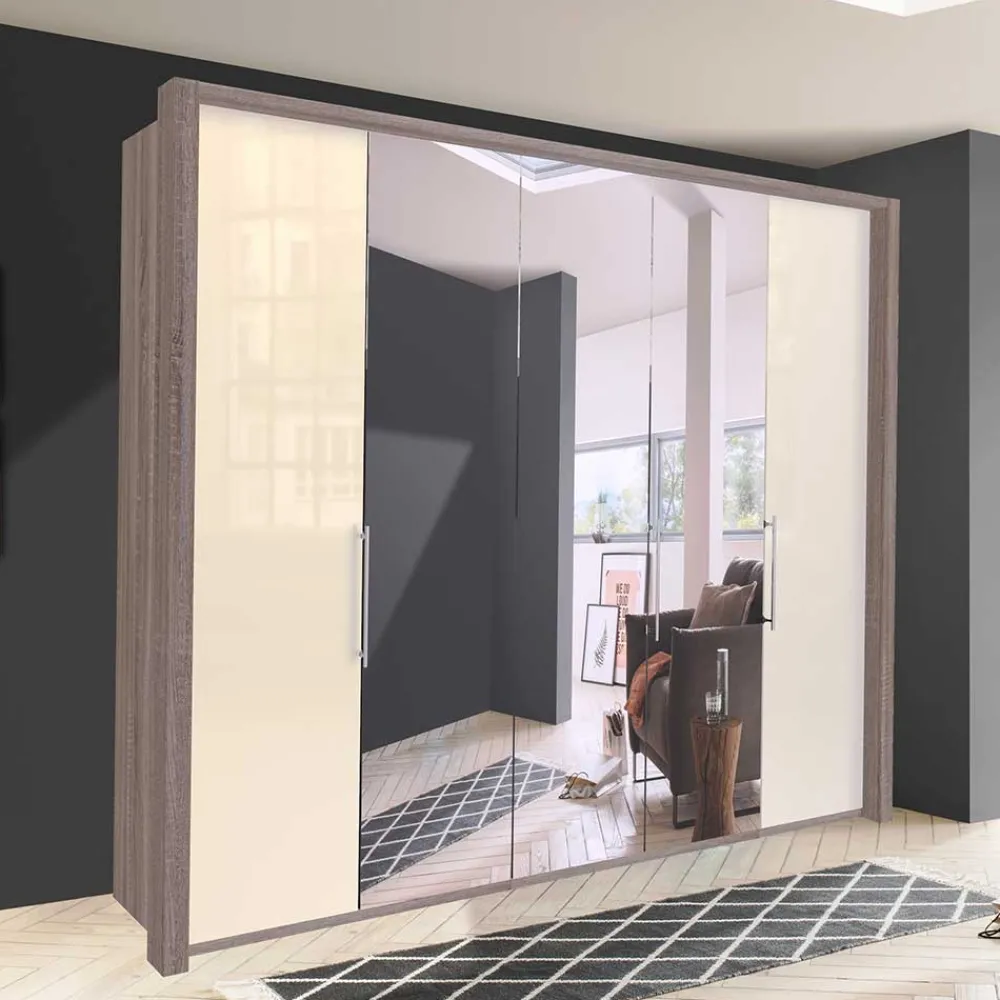 Wohnen Kleiderschränke<Kleiderschrank mit Glasfront - Spiegel & Creme - Bernau