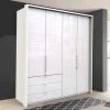 Wohnen Kleiderschränke|Schränke<Kleiderschrank mit Glasfront Weiß - Dolienca