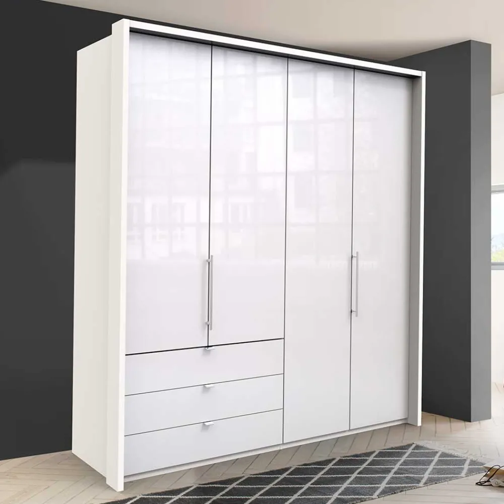 Wohnen Kleiderschränke|Schränke<Kleiderschrank mit Glasfront Weiß - Dolienca