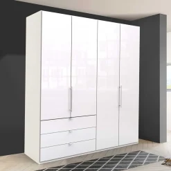 Wohnen Kleiderschränke|Schränke<Kleiderschrank mit Glasfront Weiß - Dolienca