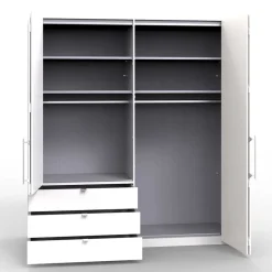 Wohnen Kleiderschränke|Schränke<Kleiderschrank mit Glasfront Weiß - Dolienca