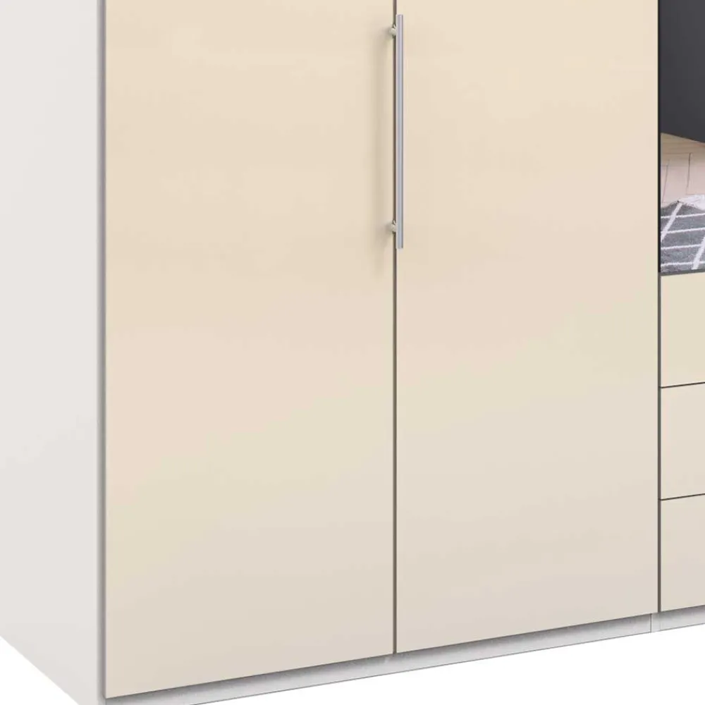 Wohnen Kleiderschränke|Schränke<Kleiderschrank mit Schubladen & Falttüren in Creme Glas - Zidarie