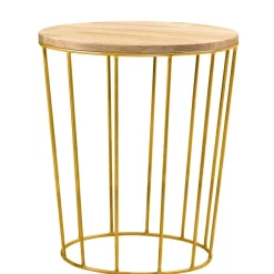 Wohnen Tische<Kleiner Tisch in Eiche Bianco & Bronze - Leano