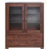 Wohnen Highboards|Vitrinen<Kleiner Vitrinenschrank in Dunkelbraun - Luvin