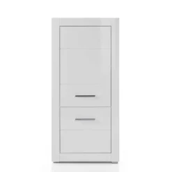 Wohnen Highboards<Kleiner Wohnraum Schrank in Weiß Hochglanz Yulis 2-türig